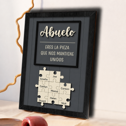 Cuadro Puzzle de Madera Personalizado para el Día del Padre Eres la Pieza que Nos Mantiene Unidos Regalo para Papá o Abuelo