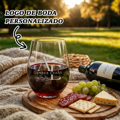 Copas de Vino sin Tallo Personalizadas con Nombres y Fecha Grabados Copas de Cóctel Regalos y Detalles de Boda