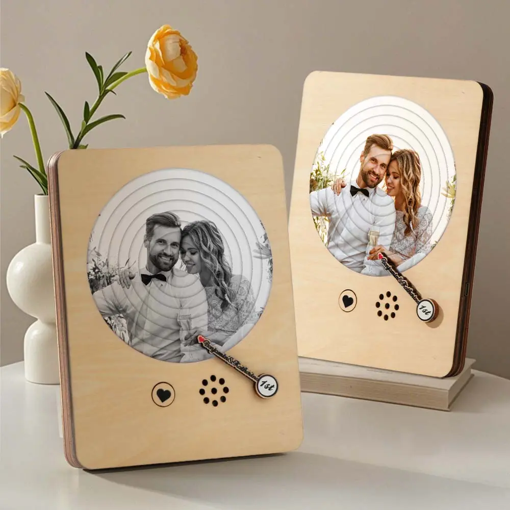 Cuadro de Madera con Foto y Canción Personalizada Reproductor Musical con Canción Completa Regalo de Boda y Aniversario para Parejas