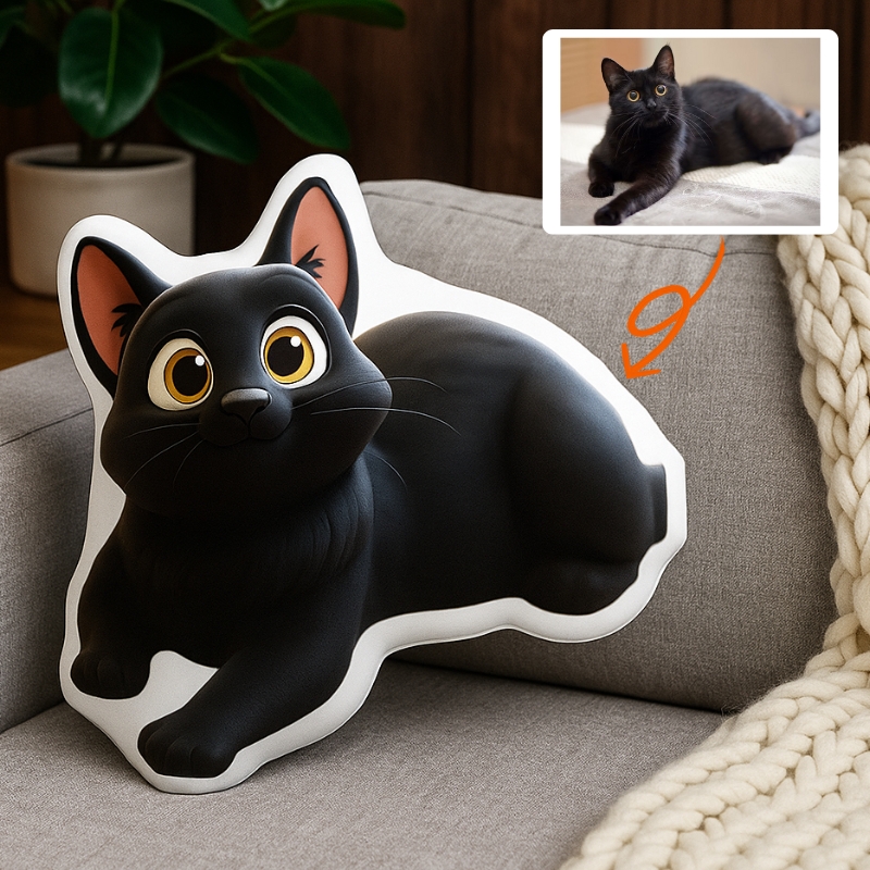 Cojín con Foto de Mascota Estilo Pixar en 3D Retrato Cartoon Personalizado Regalo de Navidad
