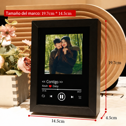 Cuadro de Música con Collage Fotos Personalizadas Marco Musical para Fotos con Reproductor de Canción Completa