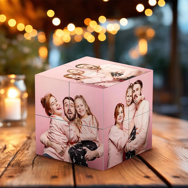 Cubo de Rubik Personalizado con 9 Fotos Cubo de Fotos Plegable e Infinito Regalo para el Día del Padre