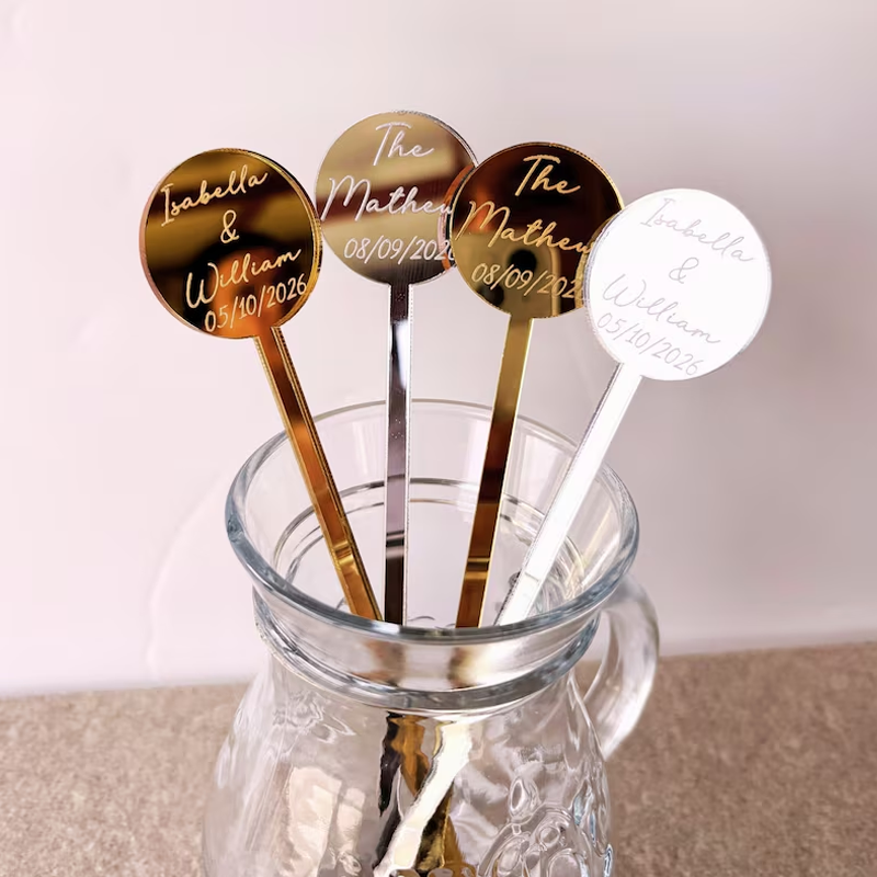 Agitadores de Bebidas Personalizados para Boda con Nombre y Fecha Palitos para Cócteles Regalos para la Fiesta de Bodas
