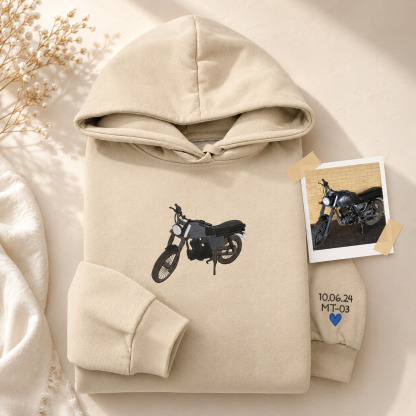 Sudadera Bordada con Foto de Moto | Regalo para Amantes del Motor