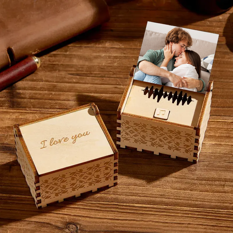 Caja de Música Personalizada de Madera con Foto y Canción Completa Regalo de Aniversario