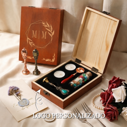 Sello de Lacre Personalizado con Logo Kit Completo de Sellos de Cera Personalizados para Invitaciones de Boda