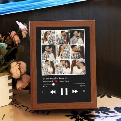 Cuadro de Música Collage con Fotos Personalizadas Marco Musical para Fotos con Reproductor de Canción Completa