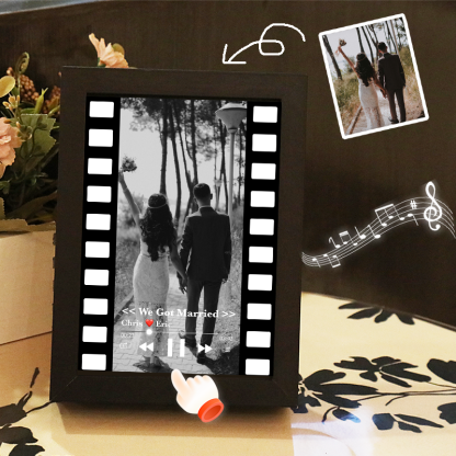 Cuadro de Foto con Canción Estilo Película Vintage Foto con Música Personalizada Regalo de Boda con Canción Completa