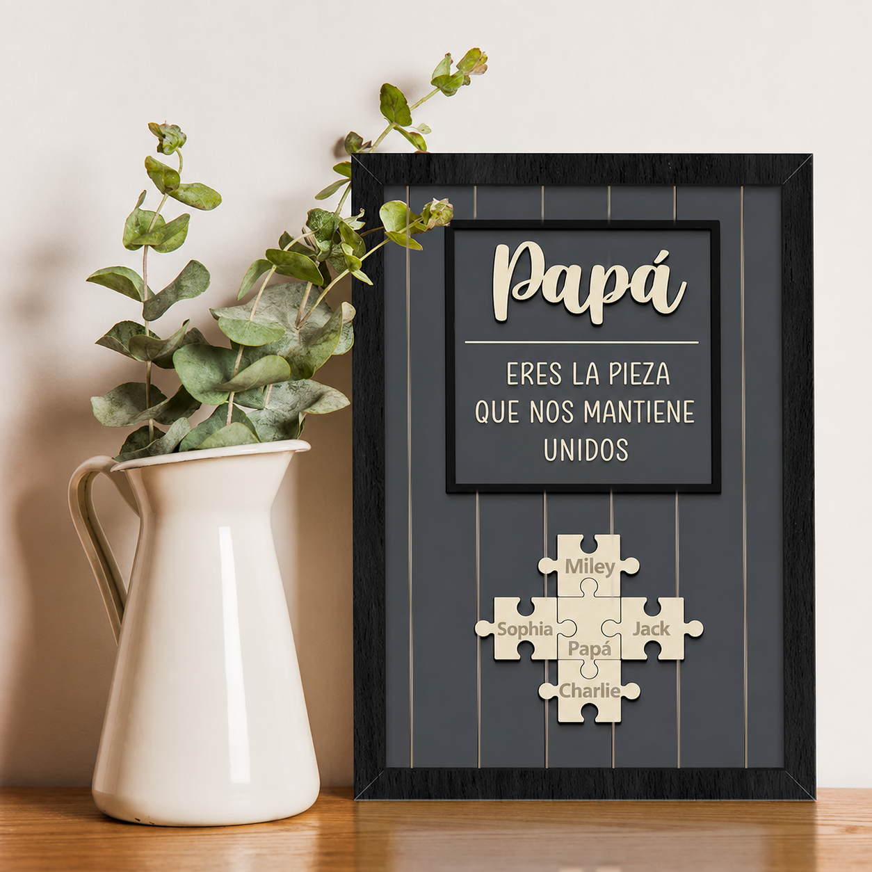 Cuadro Puzzle de Madera Personalizado para el Día del Padre Eres la Pieza que Nos Mantiene Unidos Regalo para Papá o Abuelo