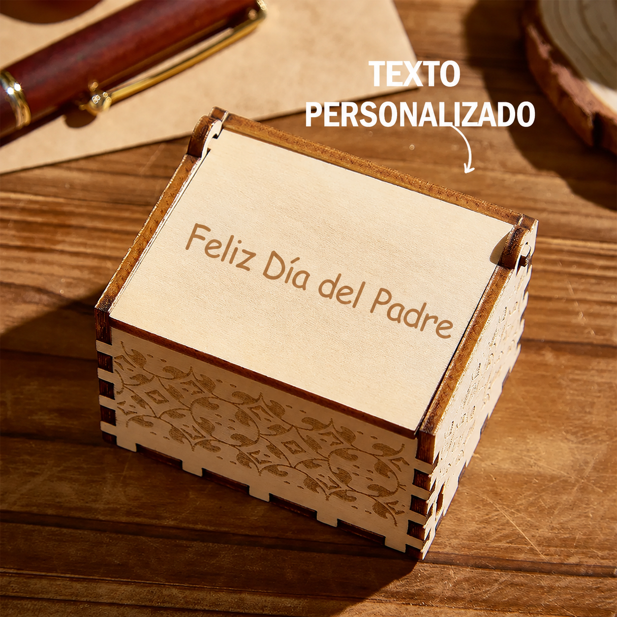 Caja Musical Personalizada de Madera con Foto, Canción Completa y Grabado Regalo para Día del Padre