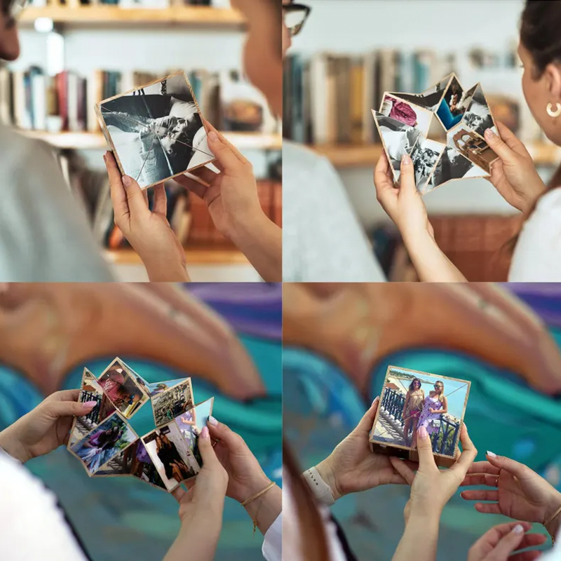 Cubo de Rubik Personalizado de Madera con 15 Fotos Cubo Prisma Plegable Regalo de San Valentín o Aniversario
