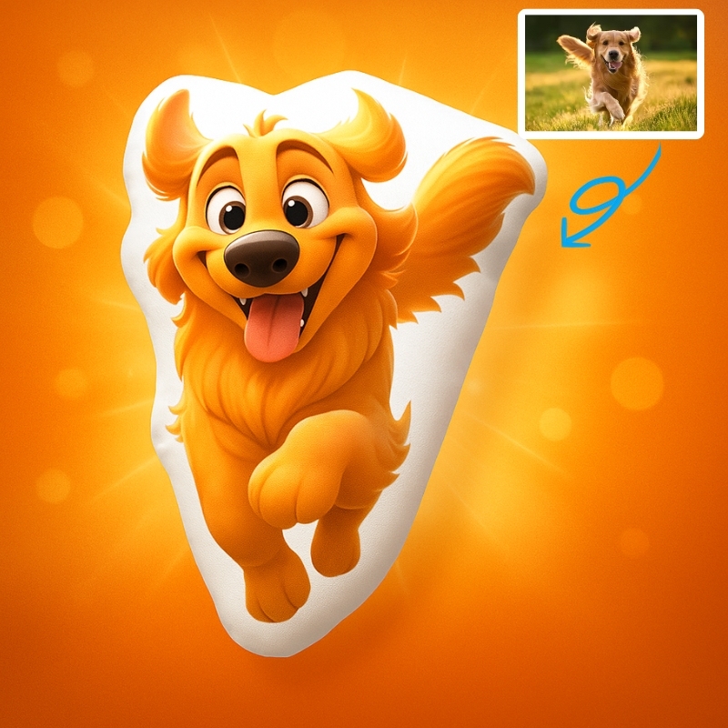 Cojín con Foto de Mascota Estilo Pixar en 3D Retrato Cartoon Personalizado Regalo de Navidad