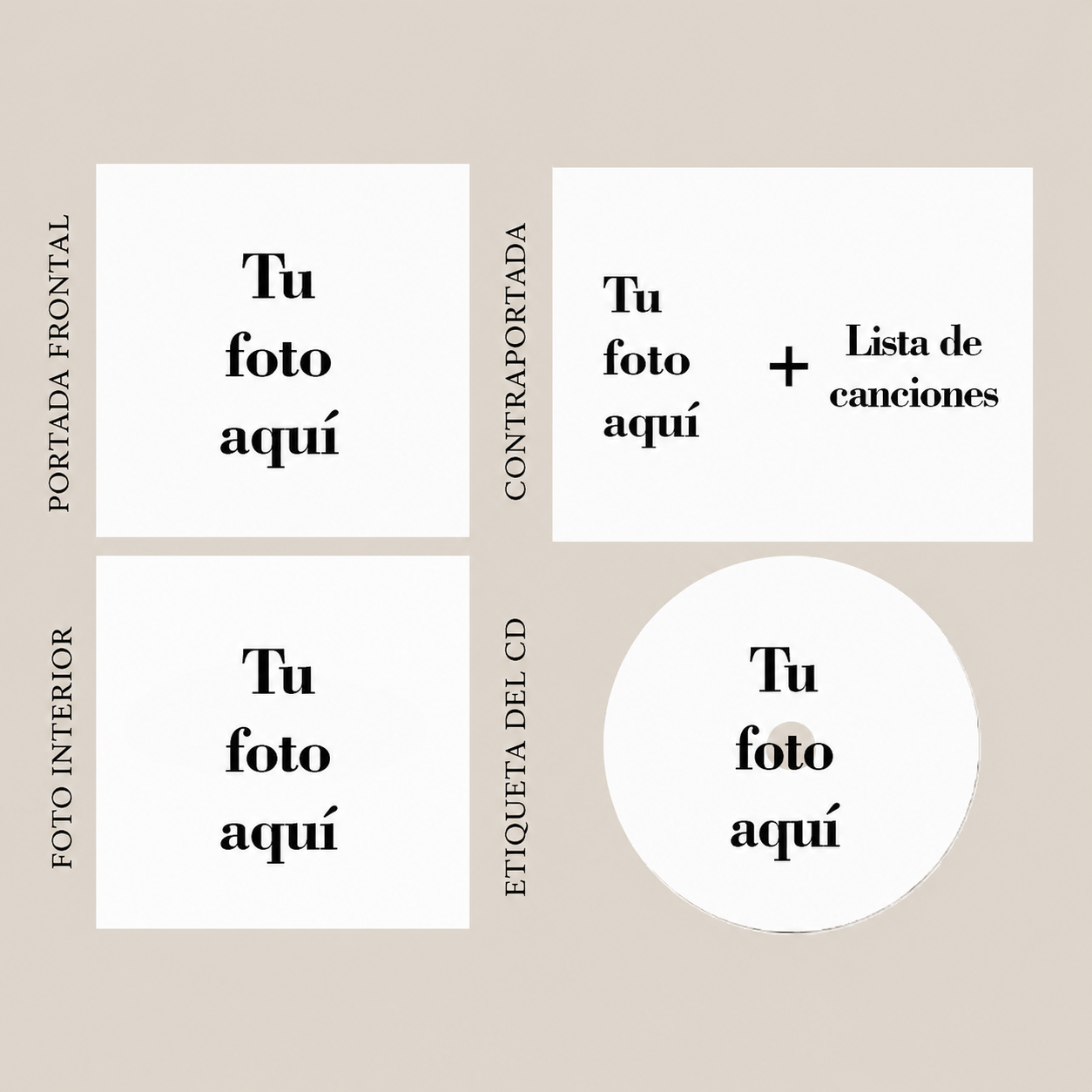 CD Personalizado con Foto y 12 Canciones CD de Música Personalizado con Carátula Caja y Pegatina Central