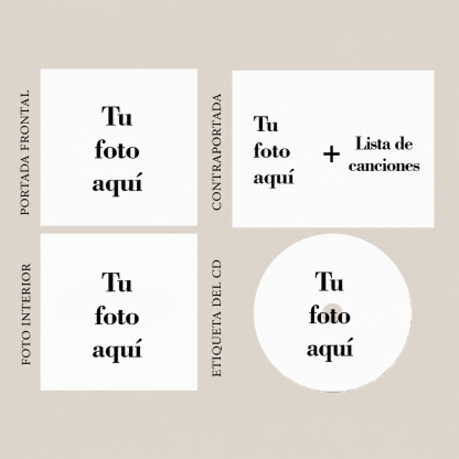 CD Personalizado con Foto y 12 Canciones CD de Música Personalizado con Carátula Caja y Pegatina Central