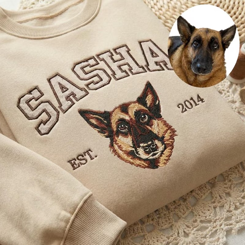Sudadera con Foto Bordada de Mascota | Perro, Gato y Nombre