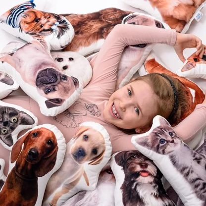 Cojín con Foto en 3D Almohada Personalizada para Mascotas Regalo para Navidad
