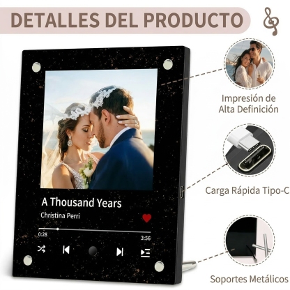 Foto con Música Personalizada Marco Musical para Fotos con Canción Regalo de Aniversario para Ella