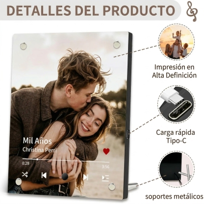 Foto con Música Personalizada Marco Musical para Fotos con Canción Regalo de Aniversario para Ella