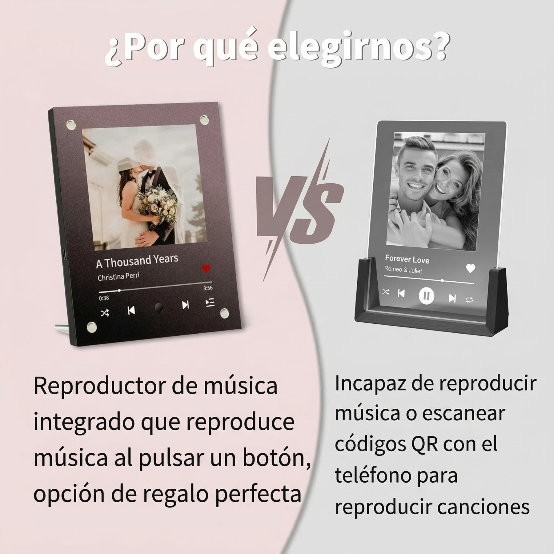 Foto con Música Personalizada Marco Musical para Fotos con Canción Regalo de Aniversario para Ella