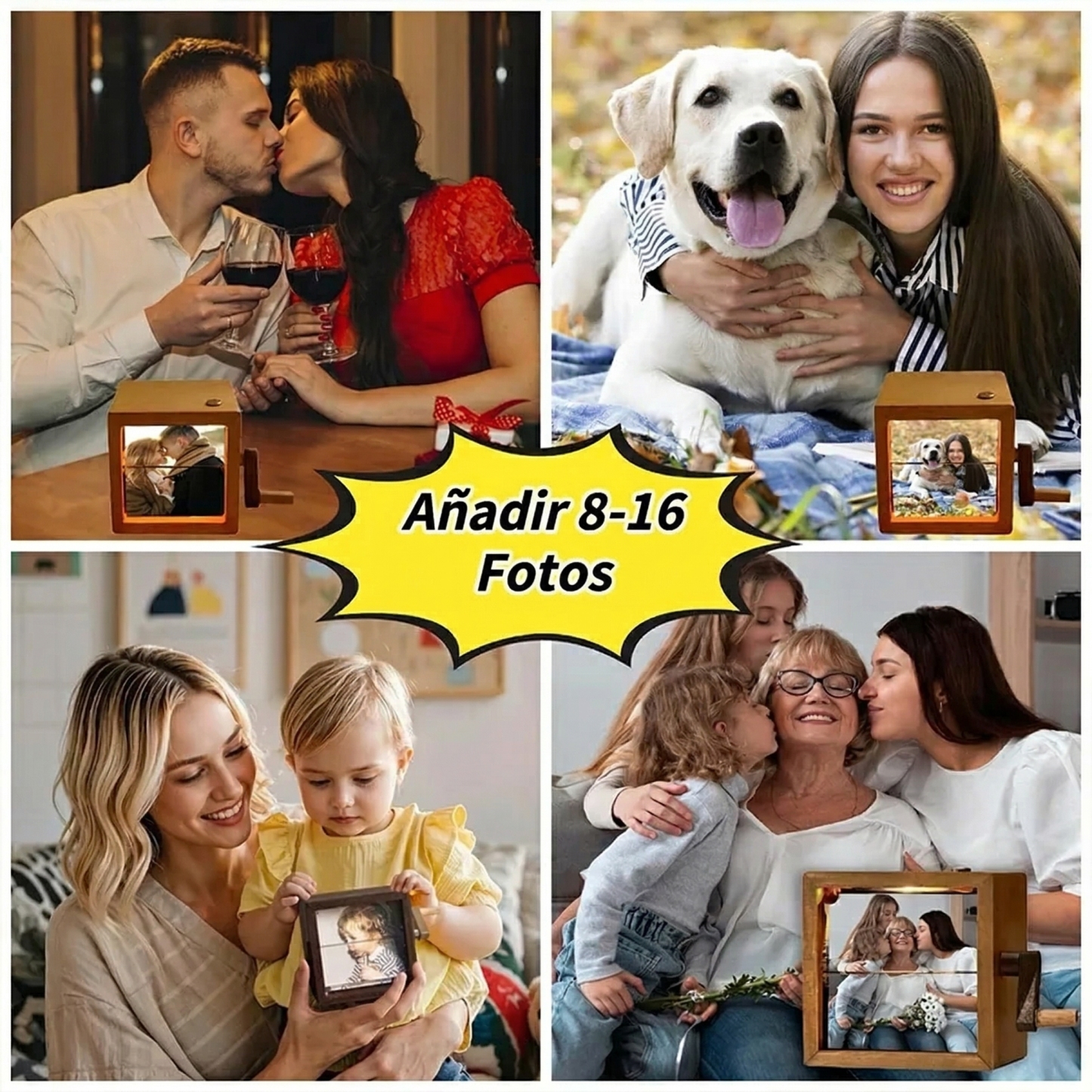 Marco Flipbook Personalizado con Animación Mecánica Manual Cubo de Fotos y Luz Nocturna Cuadros Personalizados Regalo para San Valentín