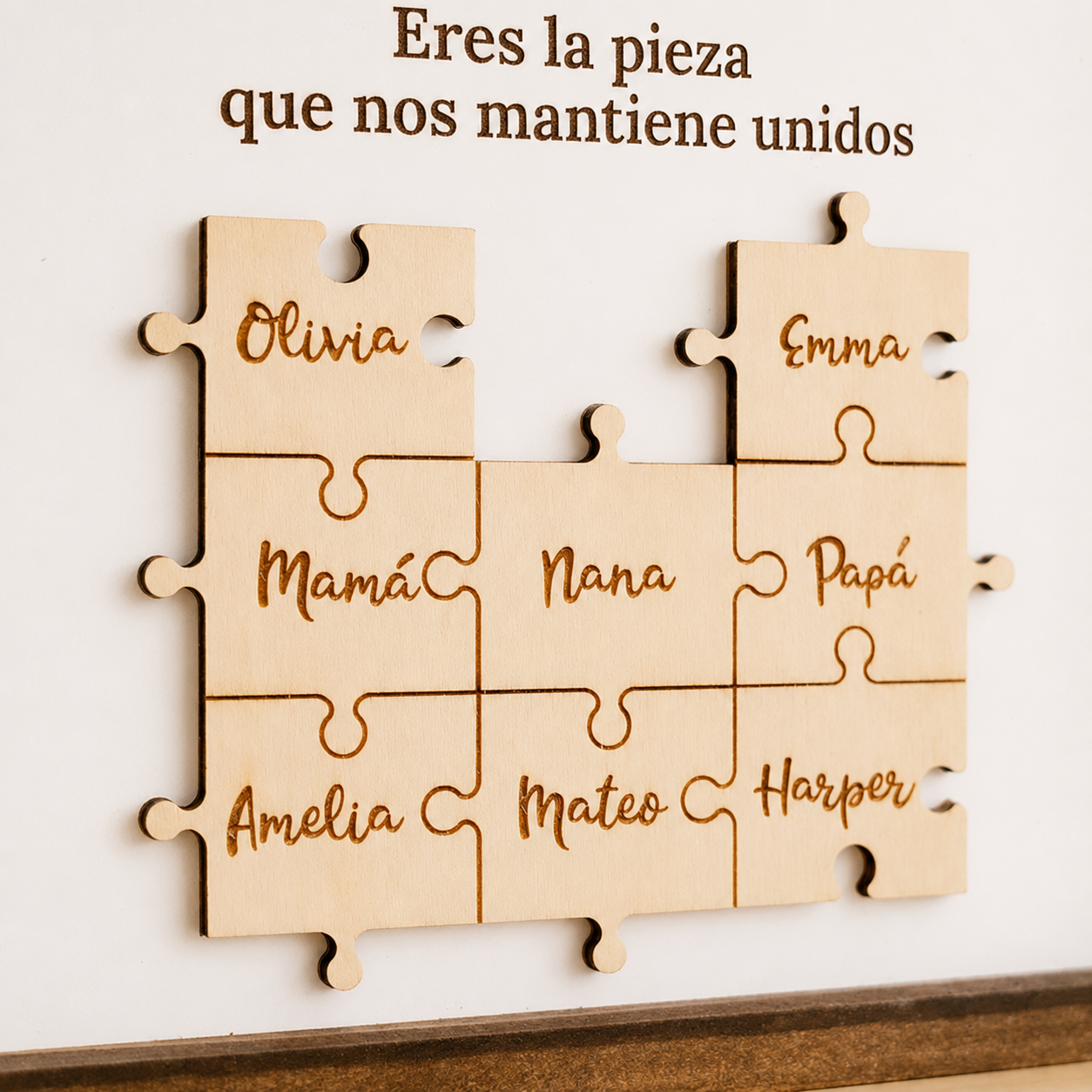 Cuadro Puzzle de Madera Personalizado con Nombres para Mamá Eres la Pieza que Nos Mantiene Unidos Regalo para Mamá