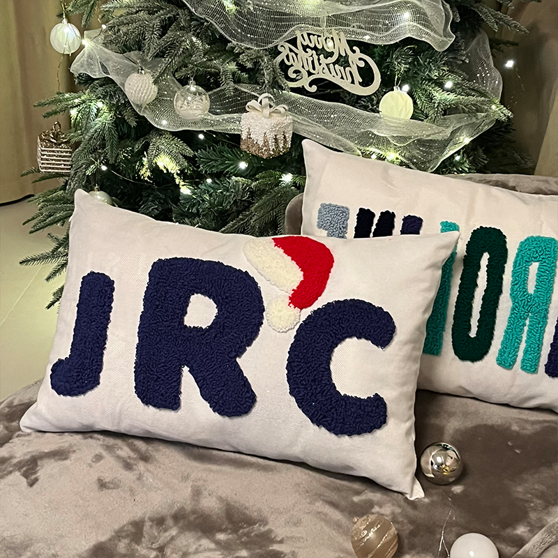 Almohada con Nombre Bordado a Mano Handtufted Terminada Cojín de Letras para Habitación de Bebé Niña Regalo de Navidad