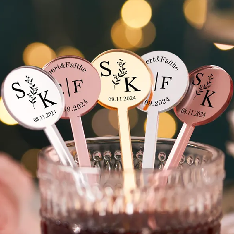 Agitadores de Bebidas Personalizados para Boda con Nombre y Fecha Palitos para Cócteles Regalos para la Fiesta de Bodas