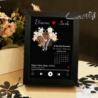 Foto con Música el Día que Encontré Mi Pieza Perdida Cuadro de Canciones Personalizado con Reproductor de Canción Completa