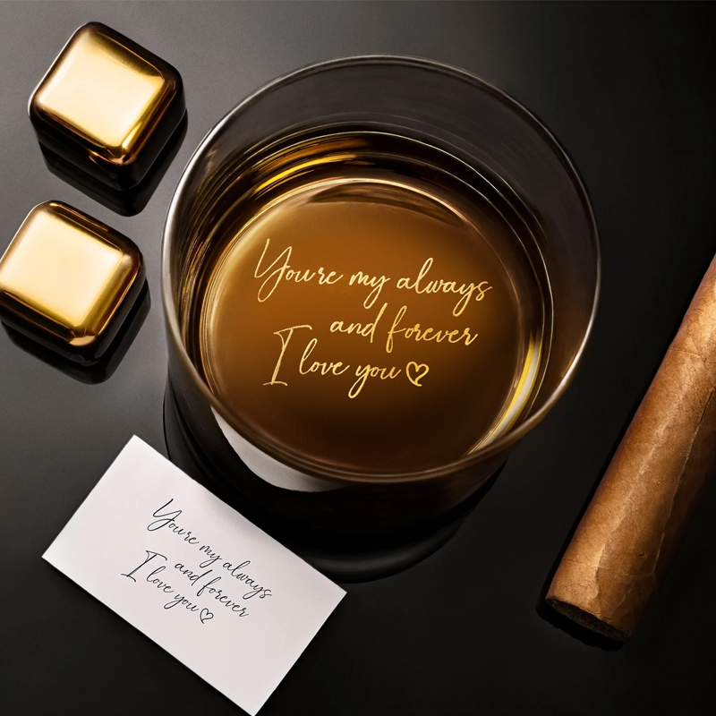 Vasos para Whisky Personalizados con Foto y Mensaje Manuscrito Vaso de Whisky Grabado Tipo Rock Regalo de Navidad