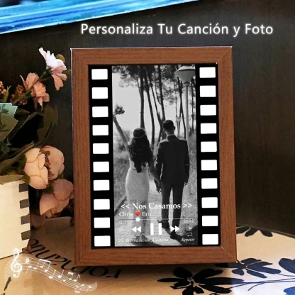 Cuadro de Foto con Canción Estilo Película Vintage Foto con Música Personalizada Regalo de Boda con Canción Completa