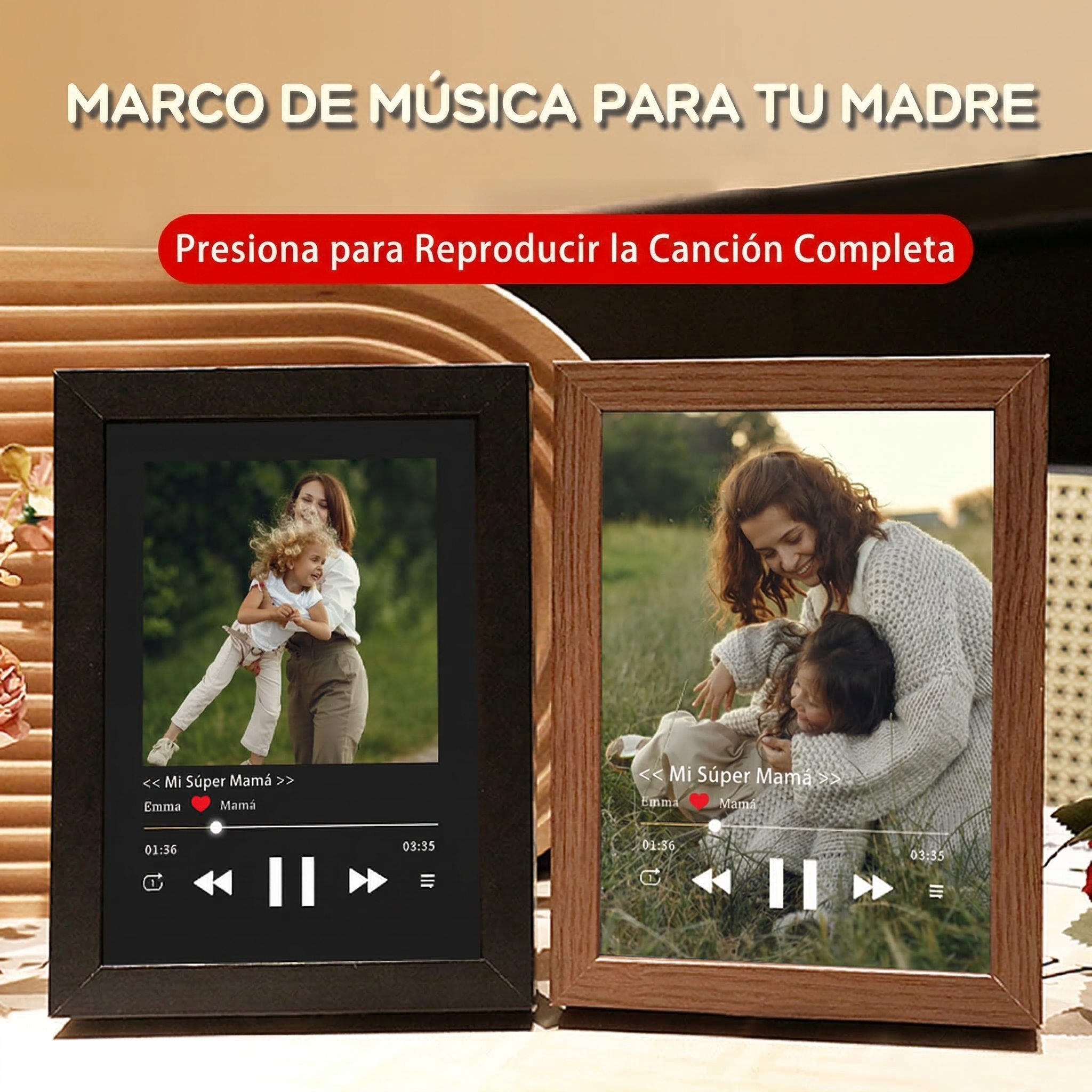 Marco Musical para Fotos con Canción Completa Cuadro de Música Personalizado Regalo del Día de la Madre