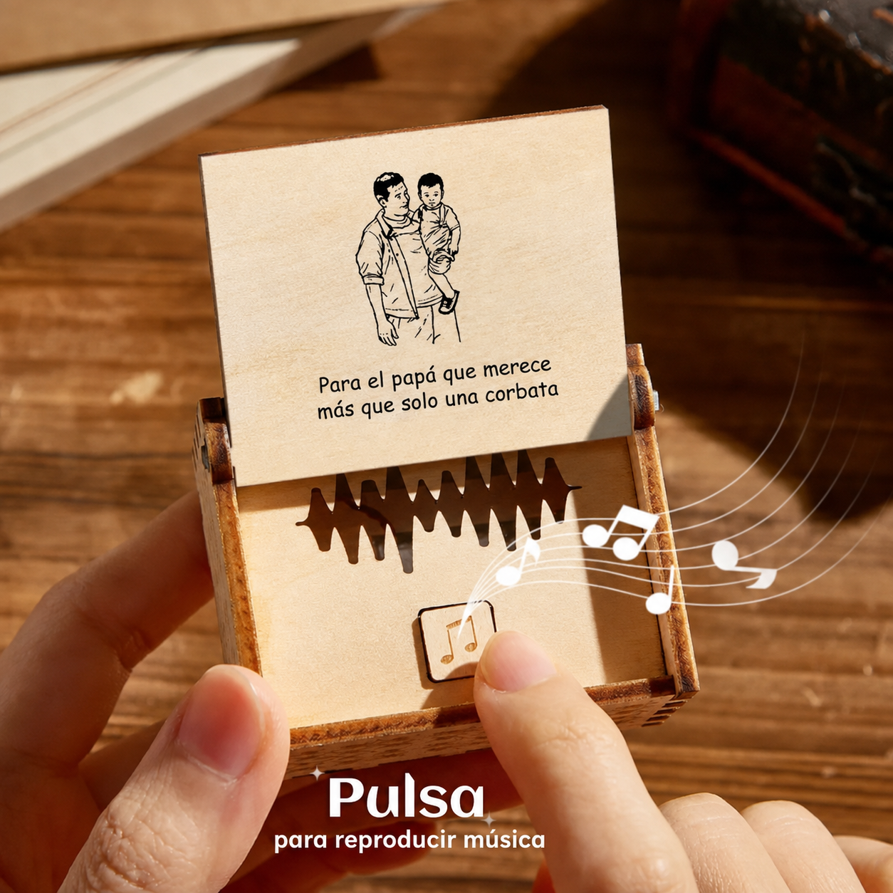 Caja de Música Personalizada de Madera Digital con Foto en Dibujo Lineal y Canción Completa Regalo de Amor