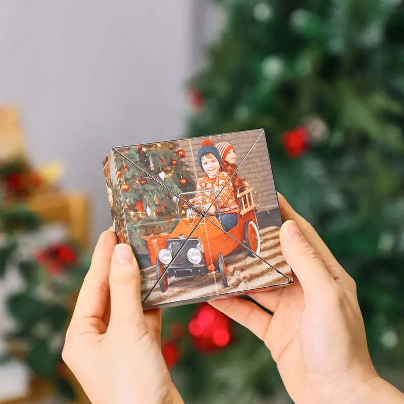 Cubo de Rubik Personalizado de Madera con 15 Fotos Cubo Prisma Plegable Regalo de San Valentín o Aniversario