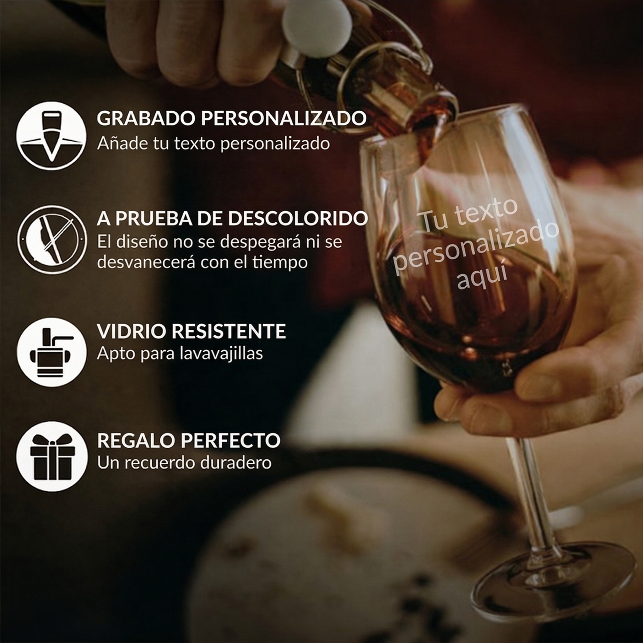 Copa de Vino Personalizada con Foto y Texto Copas de Vino Grabadas para Regalar en San Valentín o Aniversario