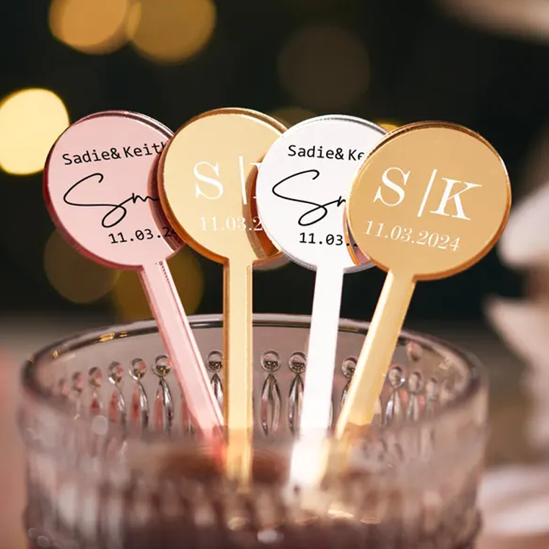 Agitadores de Bebidas Personalizados para Boda con Nombre y Fecha Palitos para Cócteles Regalos para la Fiesta de Bodas