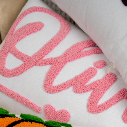 Cojín de Letras Bordadas a Mano Handtufted Tufting con Nombre para Bebé Almohada para Dormitorio