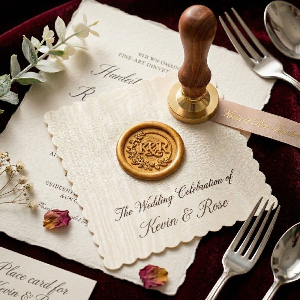 Sello de Lacre Personalizado con Logo Kit Completo de Sellos de Cera Personalizados para Invitaciones de Boda