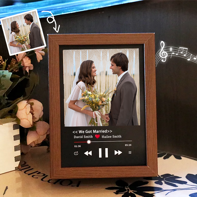 Cuadro de Foto con Canción Personalizado Marco Musical para Fotos con Reproductor que Reproduce la Canción Completa