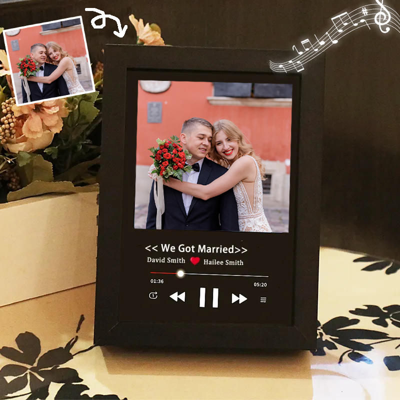 Cuadro de Foto con Canción Personalizado Marco Musical para Fotos con Reproductor que Reproduce la Canción Completa