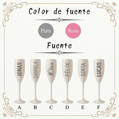 Copas de Champán para Novios y Damas de Honor Copas Champagne Personalizadas Blancas con Nombre para Bridal Shower y Boda