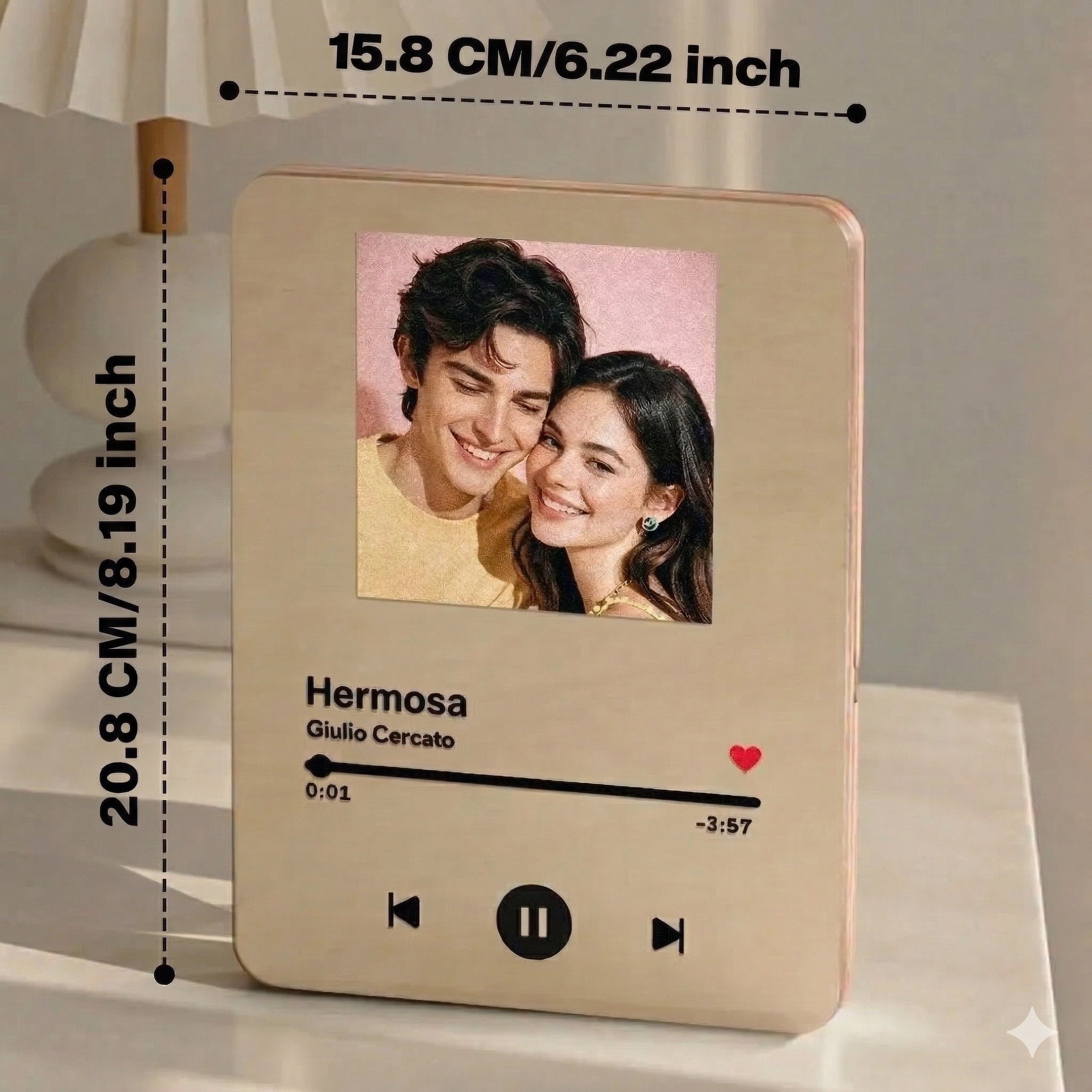Marco de Madera con Foto y Canción Personalizada Reproductor Musical de Canción Completa Regalo de Boda y Aniversario para Parejas