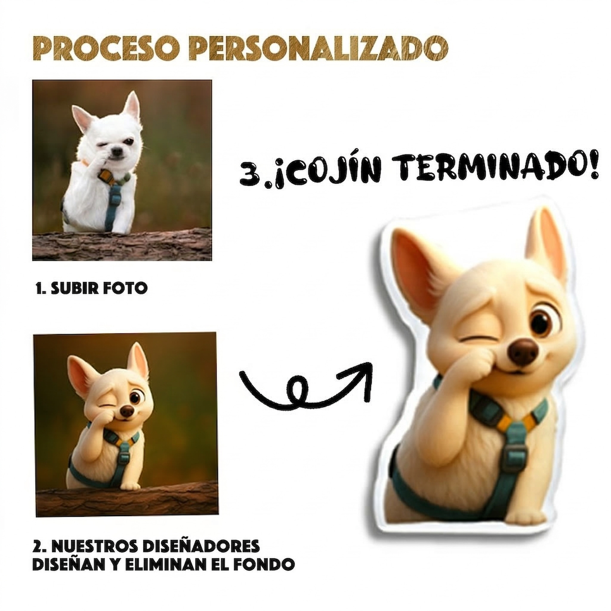 Cojín con Foto de Mascota Estilo Pixar en 3D Retrato Cartoon Personalizado Regalo de Navidad