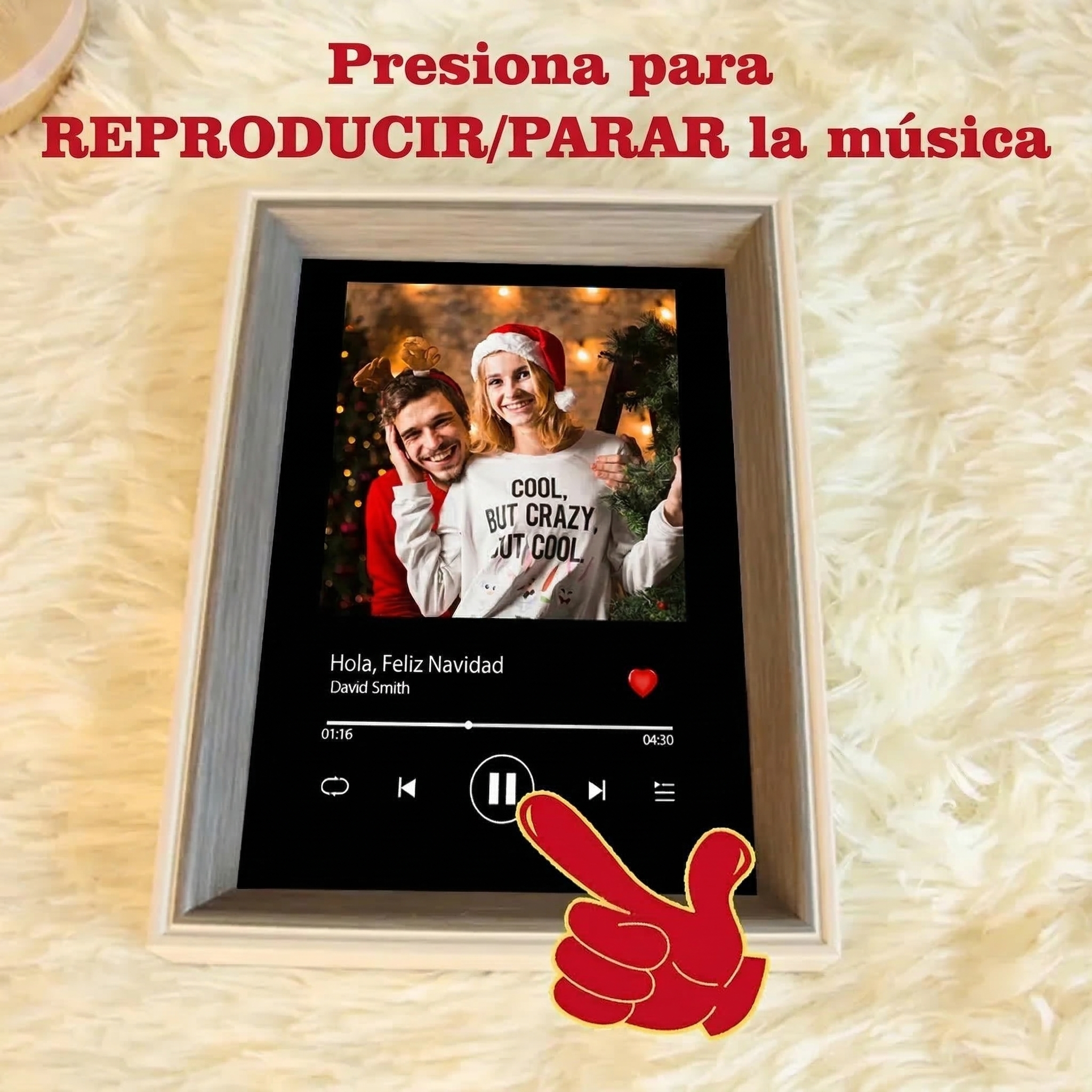 Marco Musical para Fotos con Foto Personalizada y Reproductor que Reproduce la Canción Completa