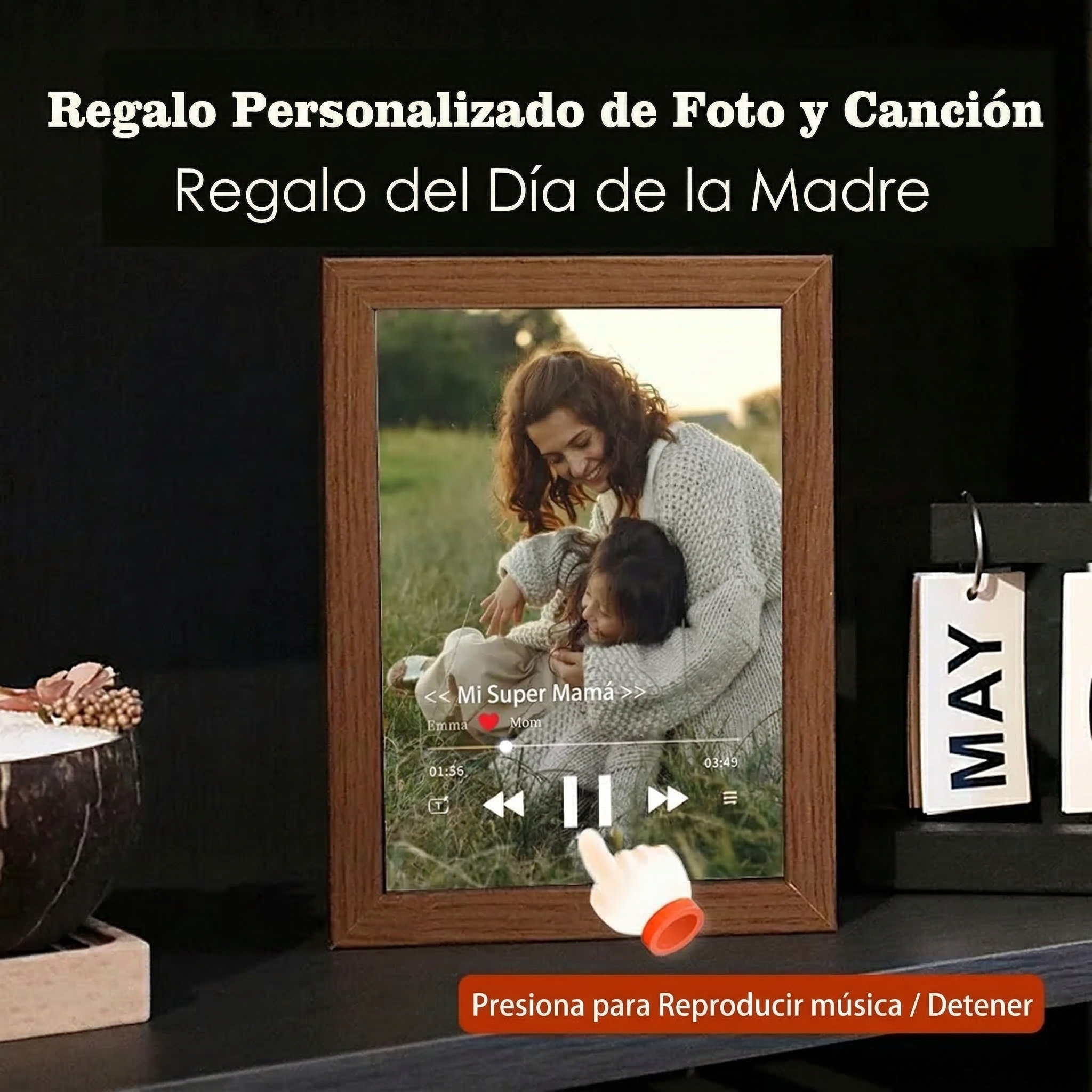Marco Musical para Fotos con Canción Completa Cuadro de Música Personalizado Regalo del Día de la Madre