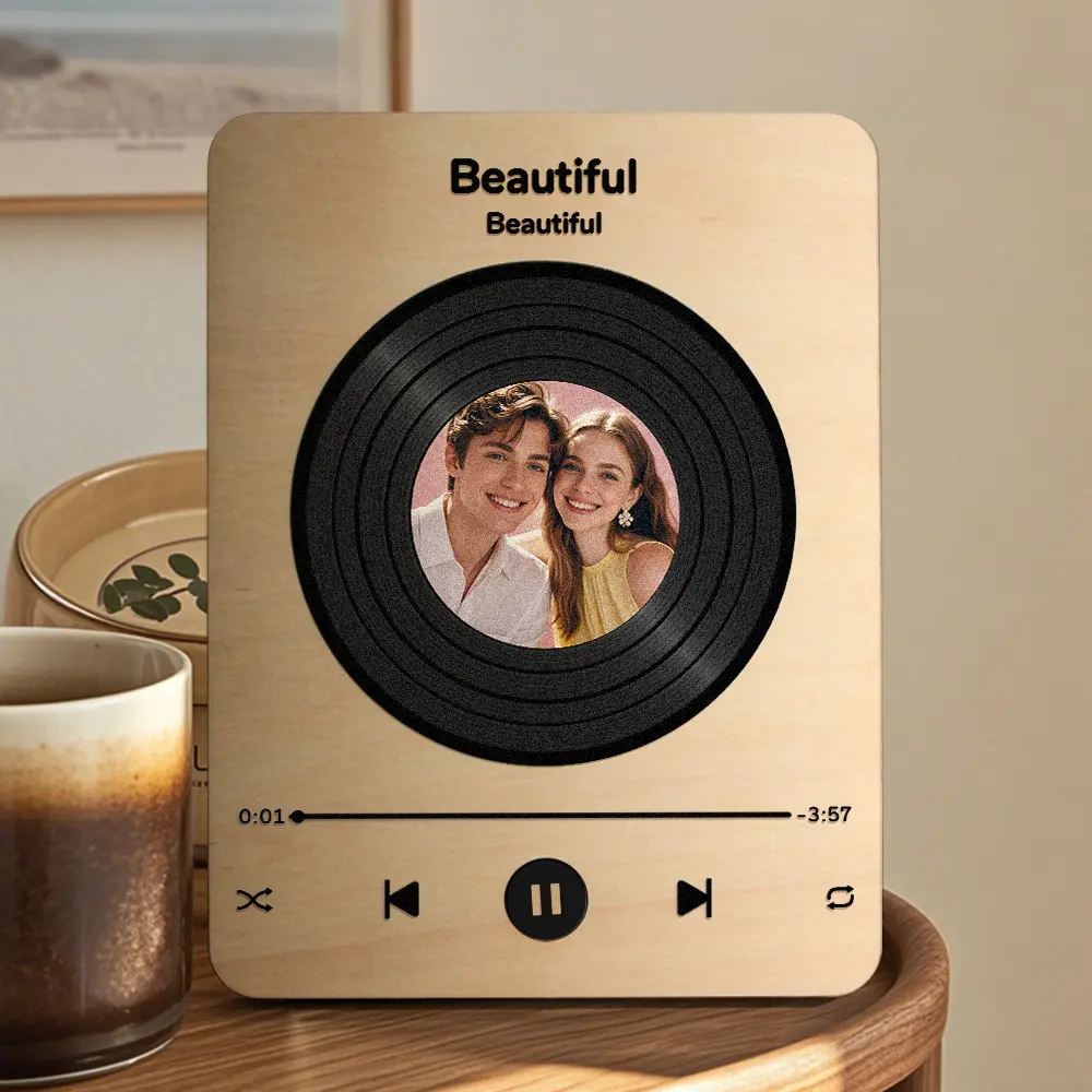 Marco de Madera con Foto y Canción Personalizada Reproductor Musical de Canción Completa Regalo de Boda y Aniversario para Parejas