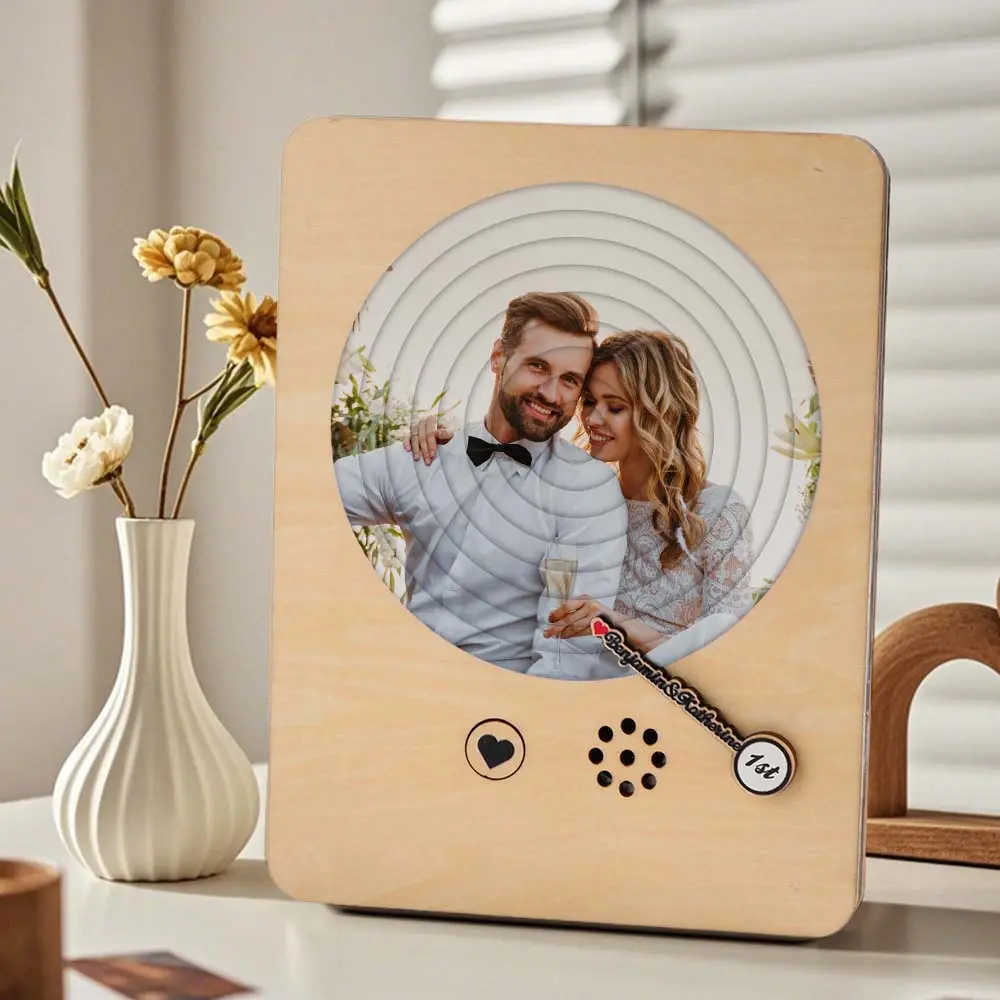 Cuadro de Madera con Foto y Canción Personalizada Reproductor Musical con Canción Completa Regalo de Boda y Aniversario para Parejas