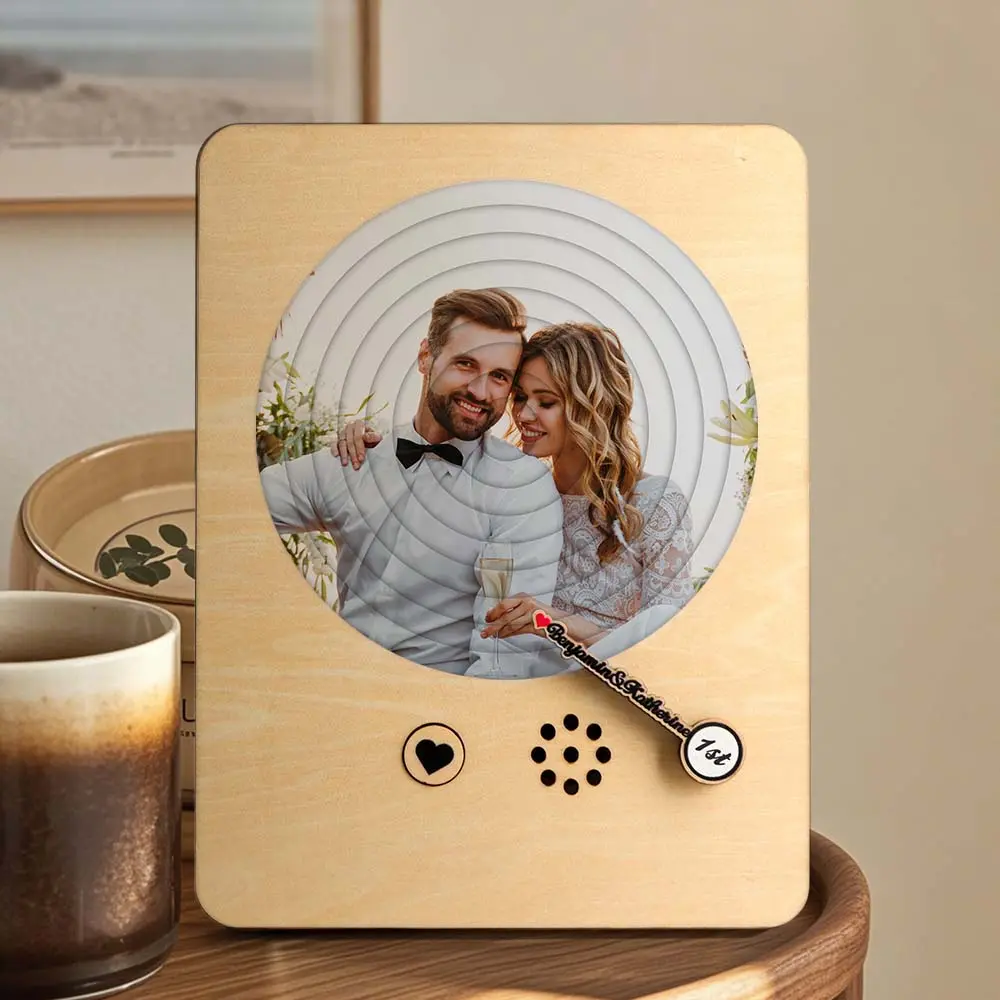 Cuadro de Madera con Foto y Canción Personalizada Reproductor Musical con Canción Completa Regalo de Boda y Aniversario para Parejas