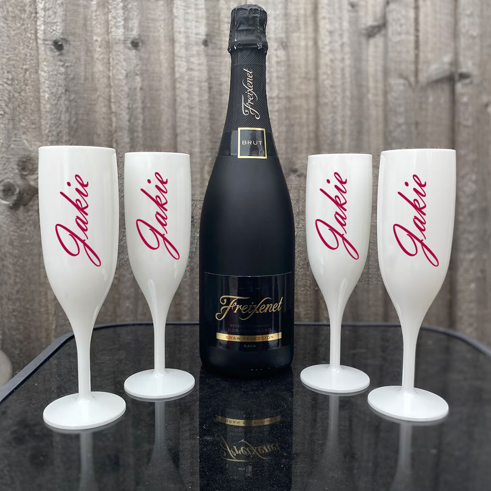 Copas de Champán para Novios y Damas de Honor Copas Champagne Personalizadas Blancas con Nombre para Bridal Shower y Boda