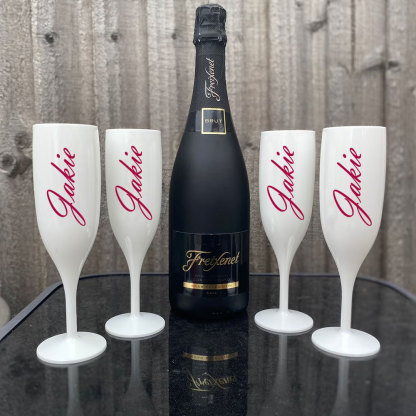 Copas de Champán para Novios y Damas de Honor Copas Champagne Personalizadas Blancas con Nombre para Bridal Shower y Boda