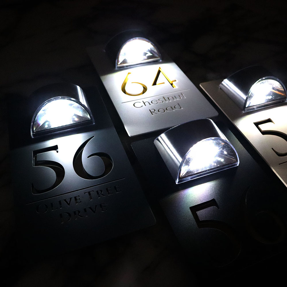 Números de Casa Iluminados Solares | Placa de Dirección LED Personalizada